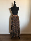 Pleated Skirt, Divided Ends- Brown Olive with Dots